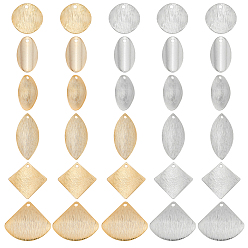 Золотой & Серебряный 48шт 12 стиль латунные подвески, лист и веер и овал, золотой и серебряный, 12~23x8~20.5x1~2 мм, отверстие : 1~1.5 мм, 4 шт / стиль