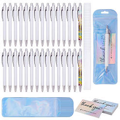 Platinum 30Pcs Alloy Ball Point Pens, with 30Pcs Resealable Bags and 30Pcs Paper Thank You Cards, Platinum, 144x14.5x10.5mm