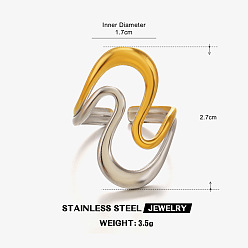 Другие 304 открытые кольца манжеты из нержавеющей стали, золотые и нержавеющая сталь цвет, волна, 17 мм