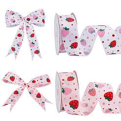 (52) Непрозрачная лаванда 2 рулоны 2 стили полиэфирной ленты, клубника, для упаковки подарков, разноцветные, 1 дюйм (26.5 мм), 10 двор / рулон, 1 рулон / стиль