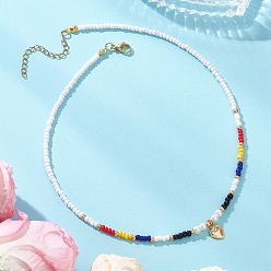 Черный День святого Валентина 304 Подвеска в форме сердца из нержавеющей стали, ожерелье из бисера со стеклянными бусинами для женщин, золотые, чёрные, 15.75 дюйм (40 см)