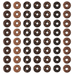 Кокосово-Коричневый Кокосовые шарики, окрашенные, пончик, кокосового коричневый, 9x2~5 мм, отверстия: 2 мм, около 100 шт / мешок