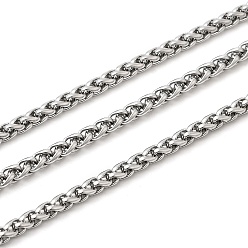 Нержавеющая Сталь Цвет 304 из нержавеющей стали цепи пшеницы, пайки, с катушкой, цвет нержавеющей стали, 2.5 мм, около 32.81 футов (10 м) / рулон