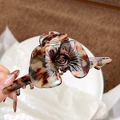 Кокосово-Коричневый Заколки для волос с когтями из ацетата целлюлозы (смола), цветок, заколка для волос для женщин и девочек, кокосового коричневый, 130x56 мм