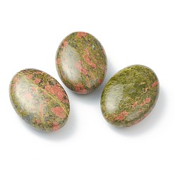 Унакит Натуральный массажный камень, массажные инструменты, для профессионального или домашнего СПА, расслабляющий, выздоровление, боли, овальные, 60~61x40~41x19.5~21 мм