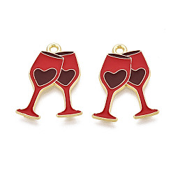 (123L) Белый крем непрозрачный блеск Подвески из сплава с эмалью ко дню святого валентина, чаши для кубков, золотые, огнеупорный кирпич, 23.5x18x1 мм, отверстие : 1.6 мм