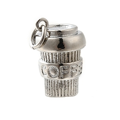 Платина Латунные подвески, амулеты чашка кофе, стойки покрытие, без кадмия и без свинца, долговечный, с целью перехода в кольце, платина, 15.5x10 мм, отверстие : 3 мм