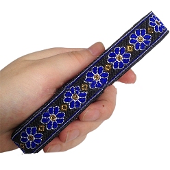 Синий 6.8m жаккардовая лента с цветочным рисунком в этническом стиле из полиэстера, синие, 3/4 дюйм (20 мм), около 7.44 ярдов (6.8 м) / рулон