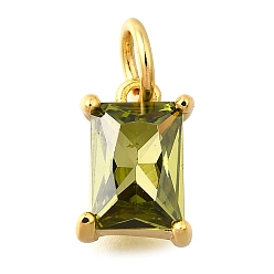 Цвет Оливы 925 подвески из стерлингового серебра с прозрачными кубическими цирконами, прямоугольные, с целью перехода в кольце, золотые, оливковый, 9.5x6.5x4 мм