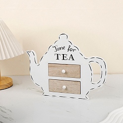 Белый Кофейная тематика деревянная многослойная система хранения ювелирных изделий 2 ящики, украшения для дома витрины для сережек колец ожерелий, белые, 29.5x8x24 см