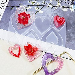 Сердце Подвески на тему игральных карт своими руками силиконовые формы, формы для литья смолы, для уф-смолы, изготовление ювелирных изделий из эпоксидной смолы, сердце, 110x70x4.5 мм, отверстие : 1.8 мм, внутренний диаметр: 24~42x22~40x4.5 мм