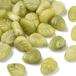 Chinese Jade 30Pcs Natural Chinese Jade Carved Beads, Leaf, 10~10.5x8~8.5x4~4.5mm, Hole: 1mm