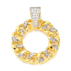 Настоящее золото 18K Стойка металлическая латунная микропрофилированная кубическая циркония подвески, без кадмия и без свинца, с формой звеньевой цепи, круглые, реальный 18 k позолоченный, 30x25x6.5 мм, отверстие : 4x4 мм