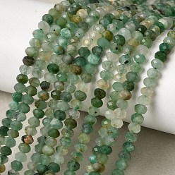 Африканский Нефрит Природные африканские нефритовые бусы пряди, граненые, рондель, 4x3 мм, отверстие : 0.7 мм, около 130 шт / нитка, 15.35'' (39 см)