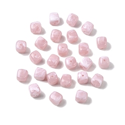 Pink Непрозрачные акриловые бусины, имитация драгоценных камней, кубические, два тона, розовые, 17x15.5x15.5 мм, отверстие : 3 мм