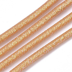 Orange PVC Tubular Synthetic Rubber Cord, Hollow Pipe, with Glitter Powder, Orange, 4mm, Hole: 1.8mm, about 54.68 yards(50m)/bundle