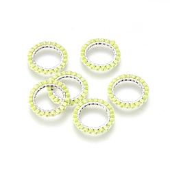 Желто-Зеленый Японский бисер miyuki & toho ручной работы, с 304 кольцами из нержавеющей стали, Ткацкий станок, кольцо, серебряные, желто-зеленый, 14.5~15x1.7 мм