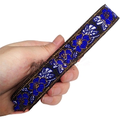 Синий 6.8m жаккардовая лента с цветочным рисунком в этническом стиле из полиэстера, синие, 3/4 дюйм (20 мм), около 7.44 ярдов (6.8 м) / рулон