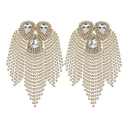 Золотой 2шт. железная кисточка эполет, со стразами, значок на плече, золотые, 185x81x9.5 мм