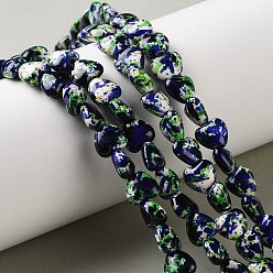 Темно-Синий Нити из синтетических бирюзовых бусин, нанесенных методом распыления, сердце, темно-синий, 7x8x4 мм, отверстие : 1.2 мм, около 54 шт / нитка, 14.96'' (38 см)