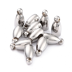 Stainless Steel Color Tarnish Resistant 202 Stainless Steel Cord Ends, Stainless Steel Color, 7x3.5mm, Hole: 0.8mm, Inner Diameter: 2.3mm
