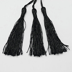 Black Tassels Decorations, Black, 135x6mm, about 100strands/bundles