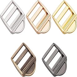 Mixed Color Olycraft 5Pcs 5 Colors Zinc Alloy Ladder Lock SliderBuckle, Adjustable Webbing Strap Release Buckles, for Backpack Strap Accessories, Mixed Color, 39.5x31x7mm, Hole: 25x5mm, 1pc/color