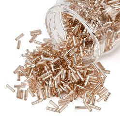 пшеница Стеклярус, серебряная линия, цвет пшеницы, 6~8x1.8 мм, отверстие : 0.6 мм, 10000 шт / фунт