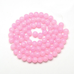 Pearl Pink Baking Painted Crackle Glass Bead Strands, Round, Pearl Pink, 8mm, Hole: 1.3~1.6mm, about 100pcs/strand, 31.4 inch