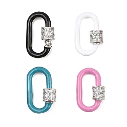 (52) Непрозрачная лаванда Овальные винтовые карабины с микропаве из прозрачного кубического циркония из латуни, с эмалью, долгоиграющий, стойки покрытие, без свинца и без кадмия, разноцветные, 19.5x11x2.5 мм