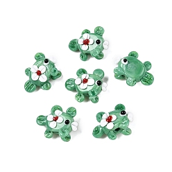 Средний Морско-зеленый Нити бугорчатых бусин ручной работы в технике лэмпворк, золотая рыбка с цветком, средний морской зеленый, 16.5~17.5x20.5~23x10~12 мм, отверстие : 1.6~2 мм, около 30 шт / нитка, 15.75'' (40 см)