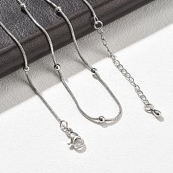 Платина Латунные спутниковые цепочки ожерелья для женщин, 304 из нержавеющей стали застежкой омар, стойки покрытие, без свинца и без кадмия, долговечный, платина, 17.87x0.04 дюйм (45.4x0.1 см)