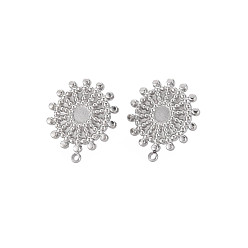 Stainless Steel Color 304 Stainless Steel Stud Earring Findings, Earring Setting for Enamel, with Ear Nuts and Loops, Flat Round, Stainless Steel Color, 21x18mm, Hole: 1.5mm, Pin: 0.7mm, Tray: 4.5mm
