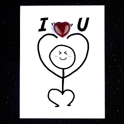 Красный Агат Украшения из натурального сердолика в виде сердца, с бумажными карточками, фигурка для украшения дома, энергетический камень рейки для исцеления, 15 мм