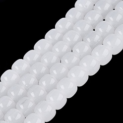 Белый Дым Стеклянные бусины, имитация нефрита , колонка, серый, 9.5~10x8 мм, отверстие : 1~1.2 мм, около 45~49 шт / нитка, 14.17~16.14 дюйм (36~41 см)