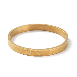 Золотой Ионное покрытие (IP) 304 браслеты из нержавеющей стали с рифлеными сердечками, золотые, внутренний диаметр: 2-1/8x2-1/2 дюйм (5.4x6.3 см)