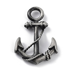 Antique Silver Tibetan Style Alloy Pendant, Frosted, Anchor Charm, Antique Silver, 36.5x25x5mm, Hole: 5.5mm