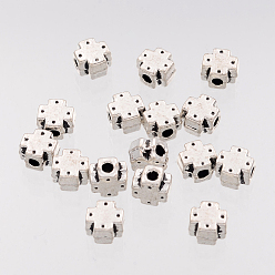 Античное Серебро Бусины из греческого креста, без кадмия и без свинца, античное серебро, длиной около 6 мм , шириной 6.5 мм , толщиной 4 мм , отверстие : 2 мм