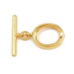 Настоящее золото 18K Овальные латунные застежки-тоглы, без кадмия и без свинца, долговечный, реальный 18 k позолоченный, 5.5~16.5x11.5~18x3.5 мм, отверстие : 1.5~1.8 мм