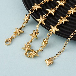 Золотой 304 ожерелья из нержавеющей стали в виде звездочек для женщин, золотые, 17.80 дюйм (45.2 см)