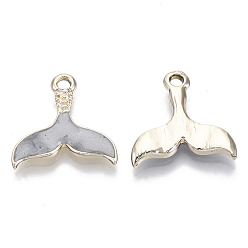 Светло-серый Подвески из сплава , с эмалью, форма китового хвоста, золотой свет, светло-серый, 16x16.5x2~3 мм, отверстие : 1.8 мм