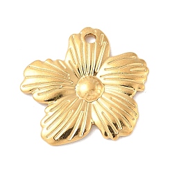 Настоящее золото 14K 304 подвески из нержавеющей стали, ионное покрытие (ip), цветочный шарм, реальный 14 k позолоченный, 17x16.5x1.5 мм, отверстие : 1.4 мм