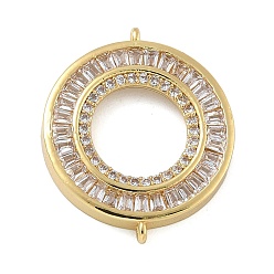 Настоящее золото 18K Стойка покрытие латунь прозрачный кубический цирконий кольцо соединительные подвески, долговечный, без кадмия и без свинца, реальный 18 k позолоченный, 22x18.5x3 мм, отверстие : 0.8 мм