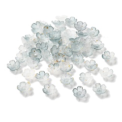 Кадет Синий Акриловый шарик крышки, 5-лепестков цветка, с золотой фольгой, кадетский синий, 11x11x4 мм, отверстие : 1.6 мм