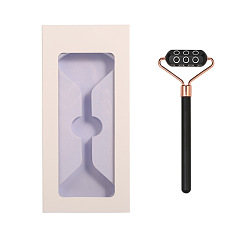 Черный Односторонние лицевые ролики из сплава, массажер для лица с одной головкой, инструменты для ухода за кожей, чёрные, 135x60 мм