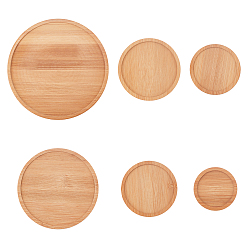 Сэнди Коричневый Бамбуковое круглое блюдце для растений, поднос для горшка, для комнатных и уличных растений, песчаный коричневый, 65~155x9~10 мм, внутренний диаметр: 55~145 мм, 6 шт / комплект