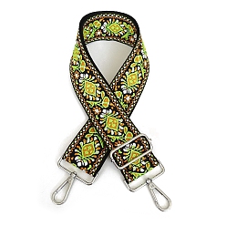 Jaune Vert Sangles de sac à fleurs en jacquard de polyester, avec fermoirs pivotants en alliage plaqué platine, jaune vert, 80~130x5 cm