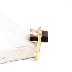 Темный Лосось Кольца из сплава и акрила, прямоугольные, золотые, темный лосось, внутренний диаметр: 17 мм