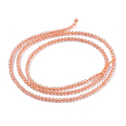 PeachPuff Glass Beads Strands, Imitation Quartz, Faceted, Round, PeachPuff, 2mm, Hole: 0.5mm,  about 175pcs/strand, 14.9 inch(38cm)