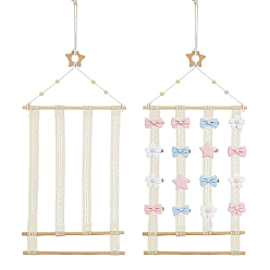 Navajo White 2 Bags 2 Styles Star Flower Wooden Wall-Mounted Hair Clip Display Organizer Racks, Lace Hanging Holder for Hair Accessories, Navajo White, 5.1~5.5x5~5.3x0.9cm, 1 bag/style